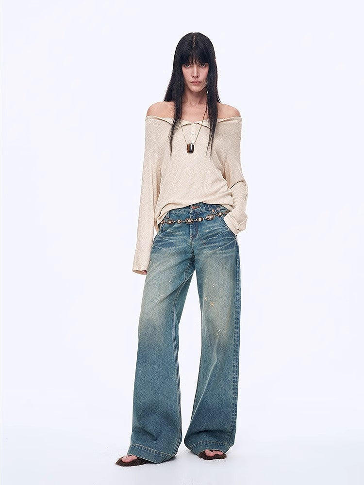 "Fashion Law" Casual One-Shoulder Raglan Sleeve T-Shirt Top - Linia One