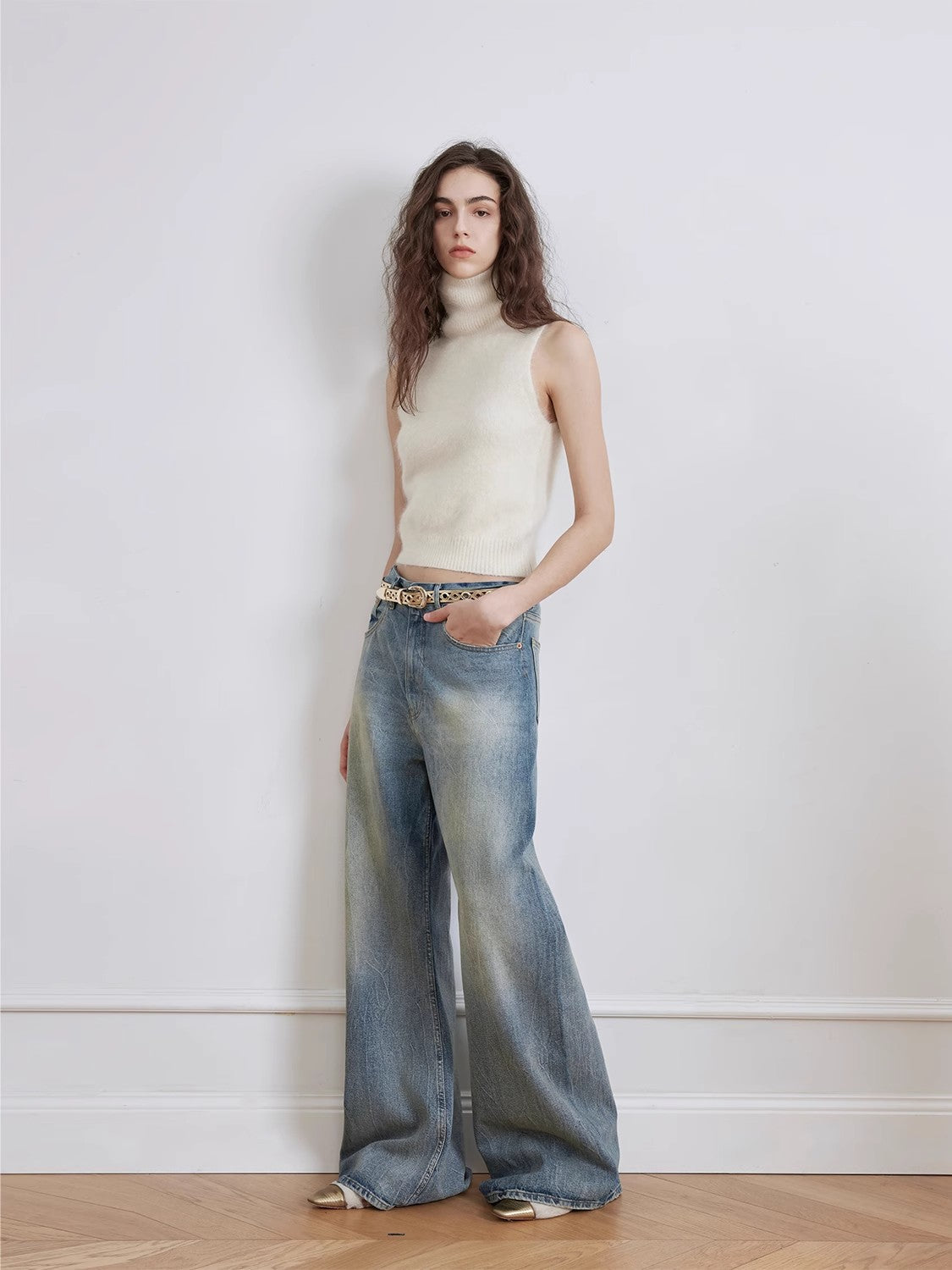 "Magic Dream" Retro Modern Washed Chicken Claw Wrinkled Jeans Women's - Linia One