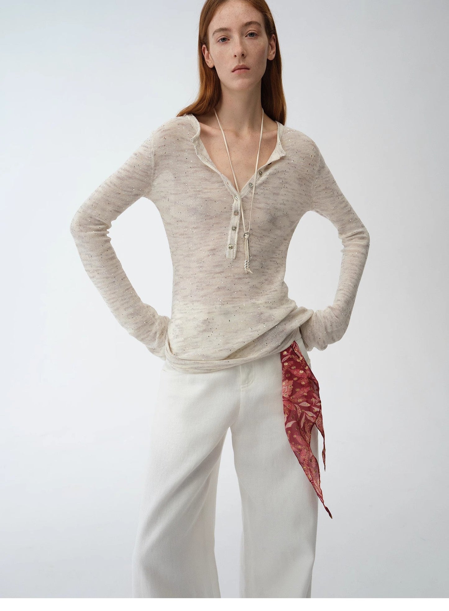 "Perry Moonlight" Fashionable Cotton and Linen Cardigan Knitted Top - Linia One