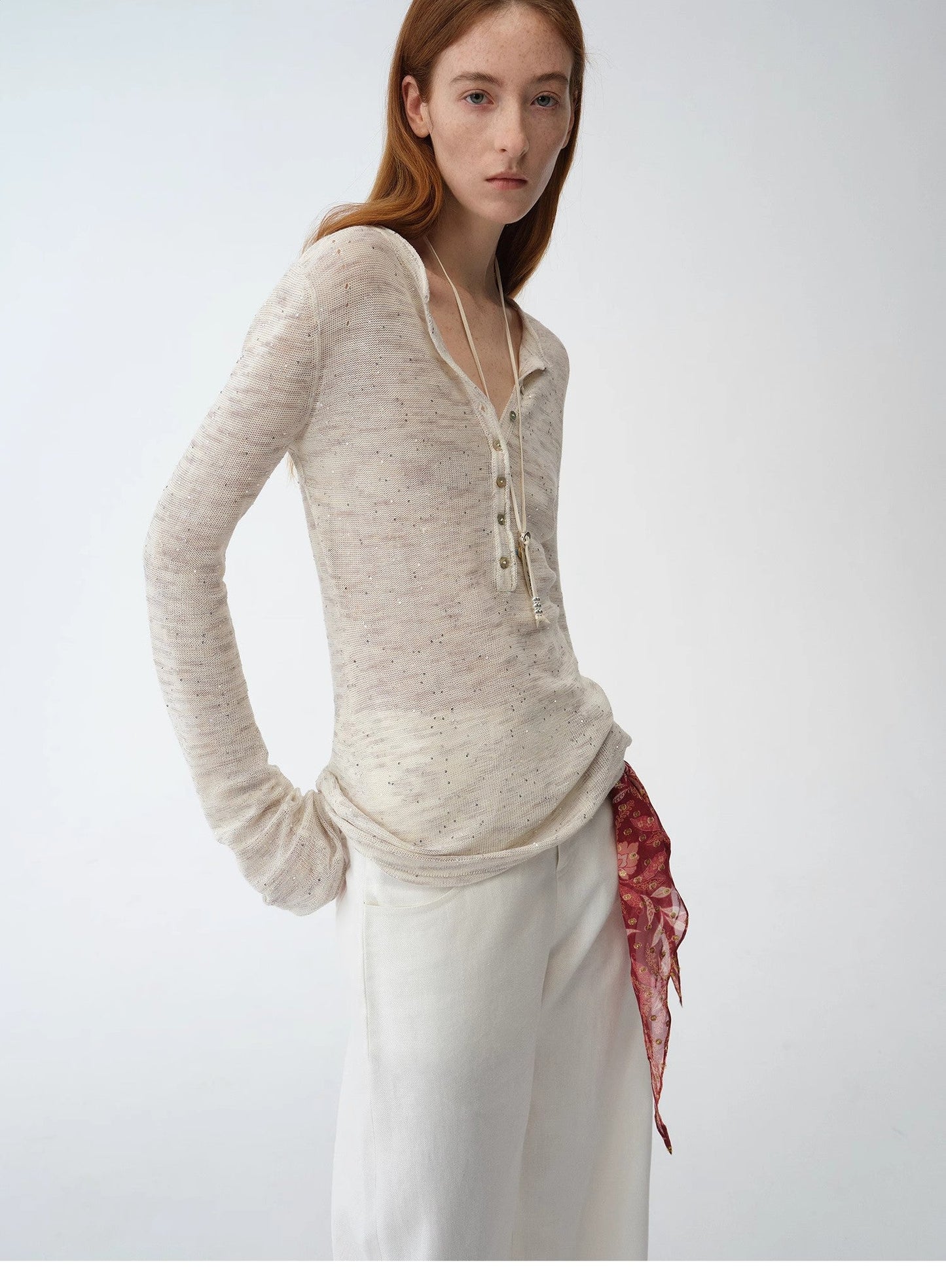 "Perry Moonlight" Fashionable Cotton and Linen Cardigan Knitted Top - Linia One