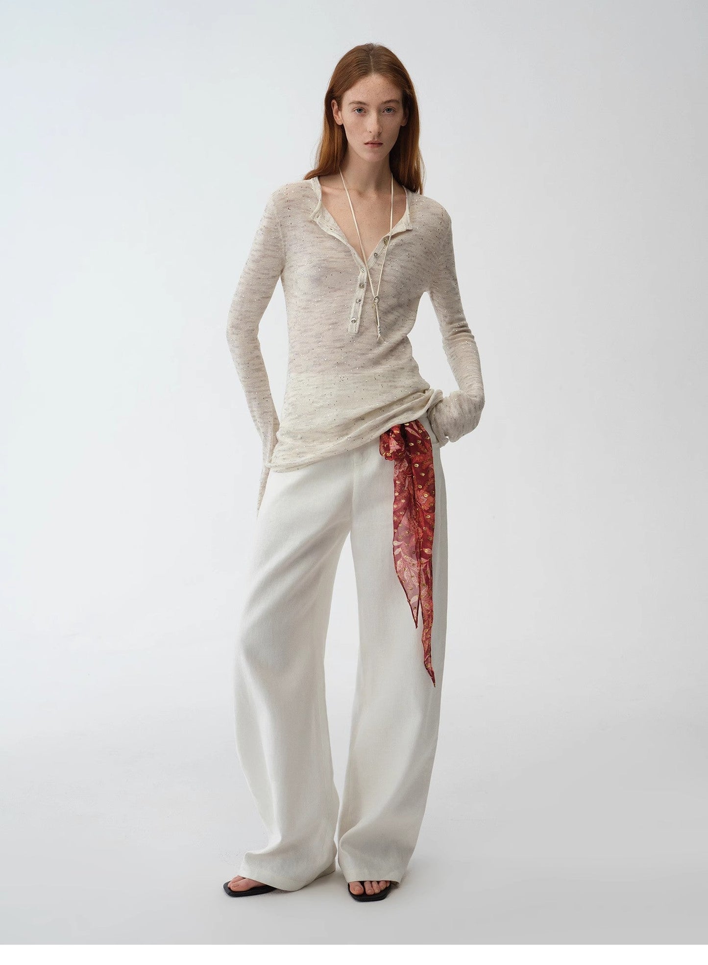 "Perry Moonlight" Fashionable Cotton and Linen Cardigan Knitted Top - Linia One