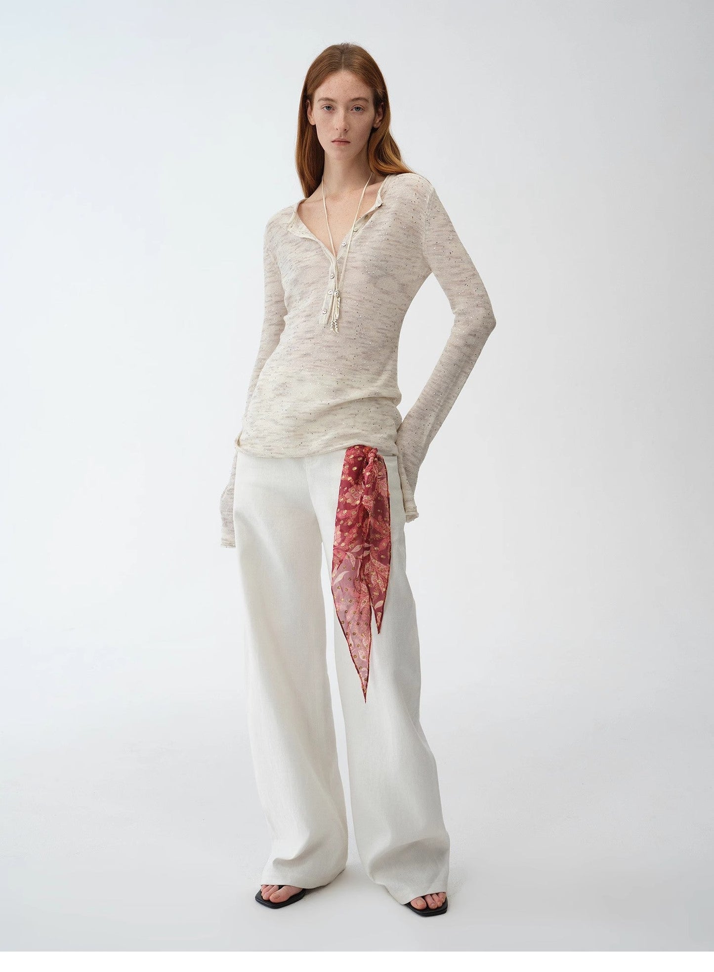"Perry Moonlight" Fashionable Cotton and Linen Cardigan Knitted Top - Linia One