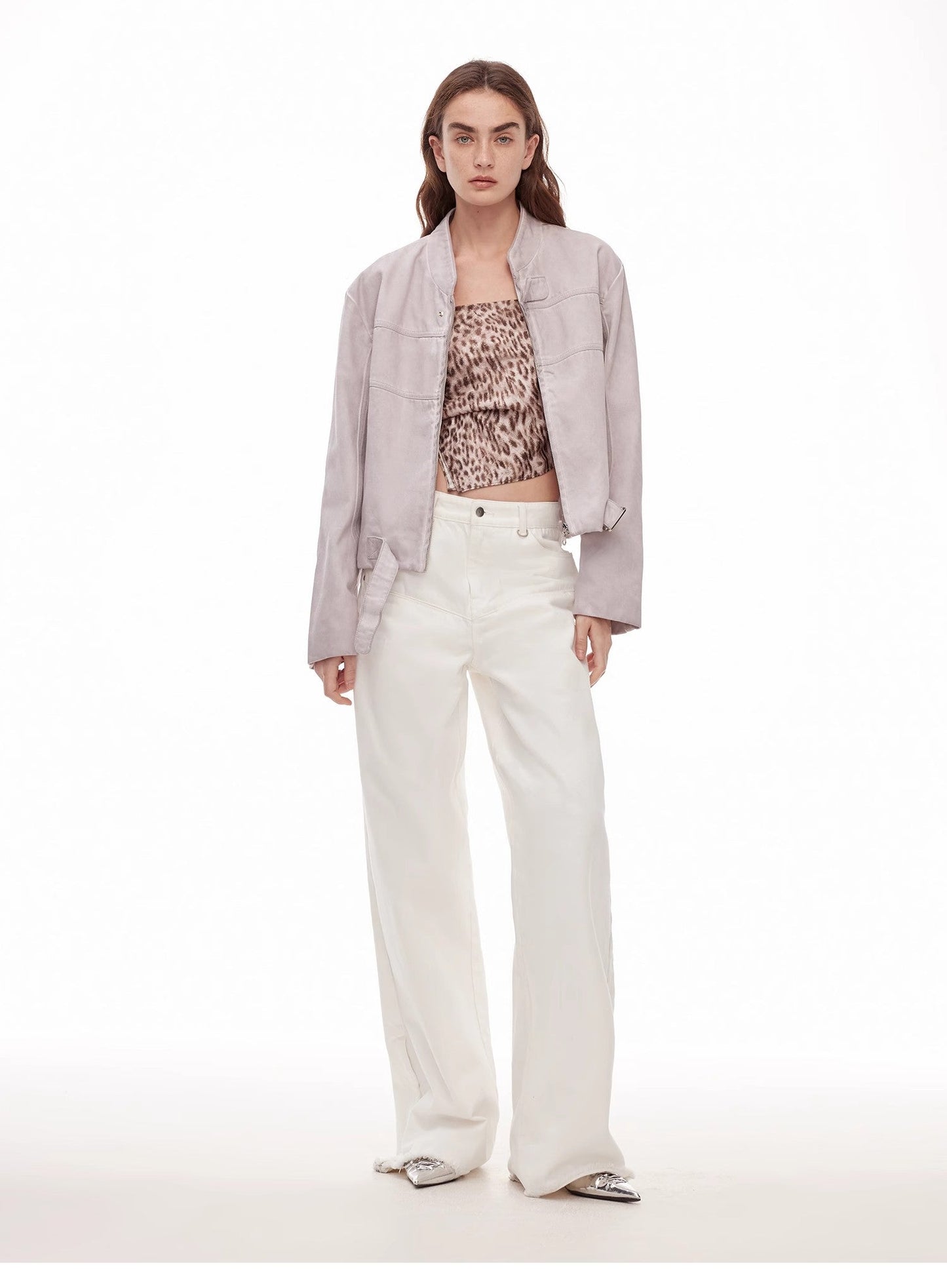 Vintage Wide-Leg Denim Pants with Curved Split Design and Enzyme Wash - Linia One