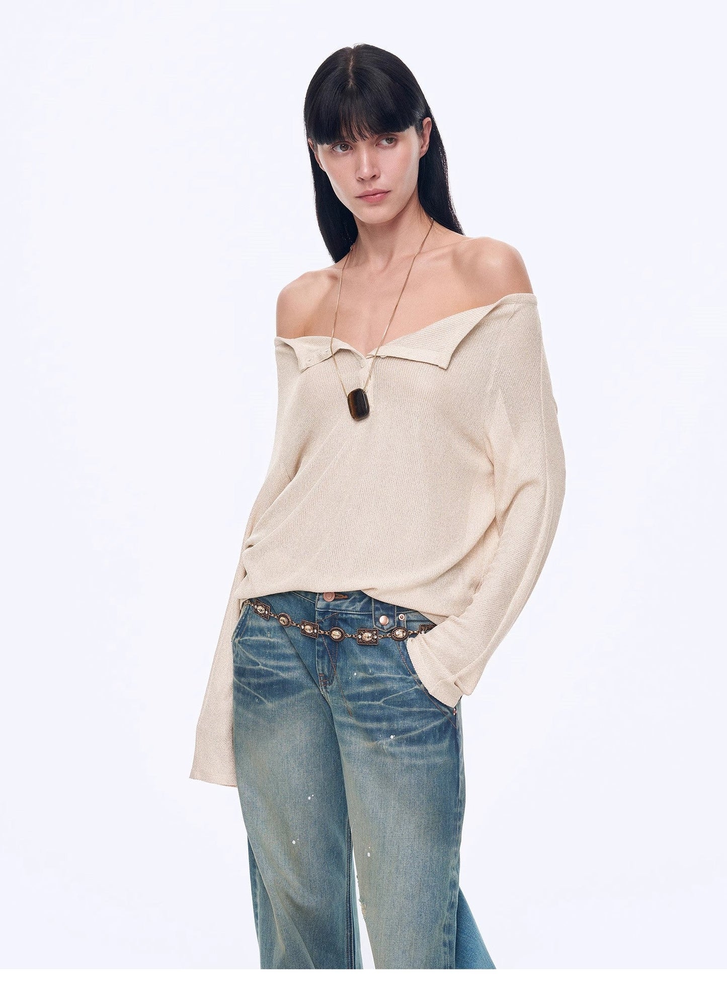 "Fashion Law" Casual One-Shoulder Raglan Sleeve T-Shirt Top - Linia One