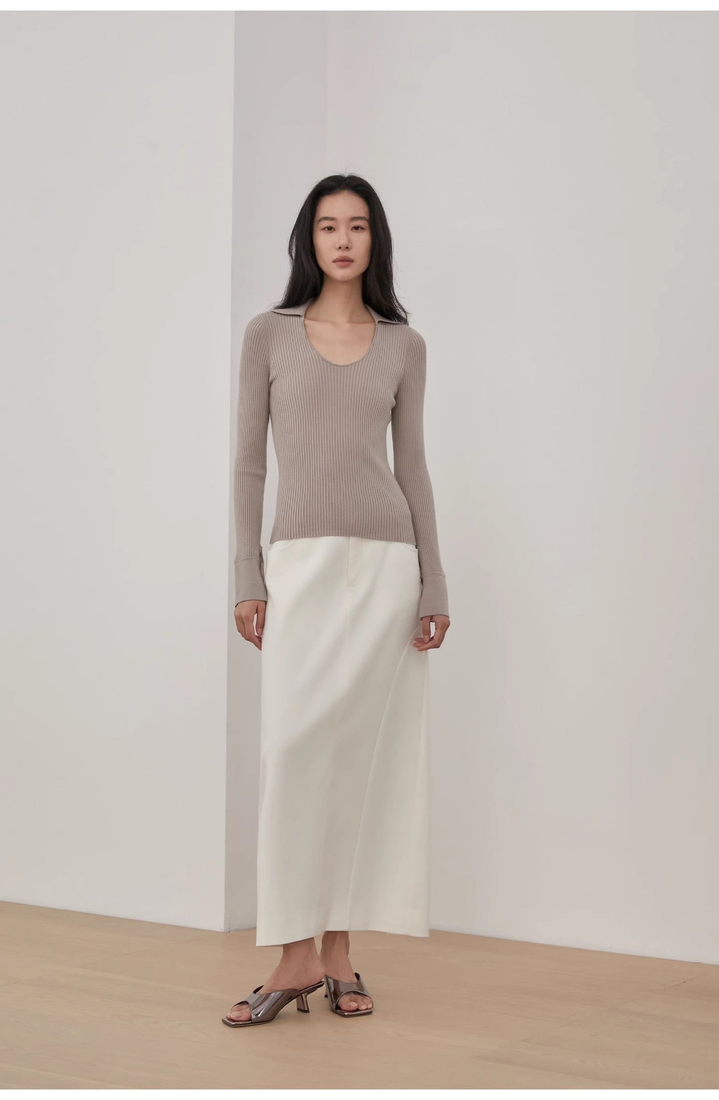 "Stobe" Fashionable Low-Waisted Retro Neutral Straight Skirt - Linia One