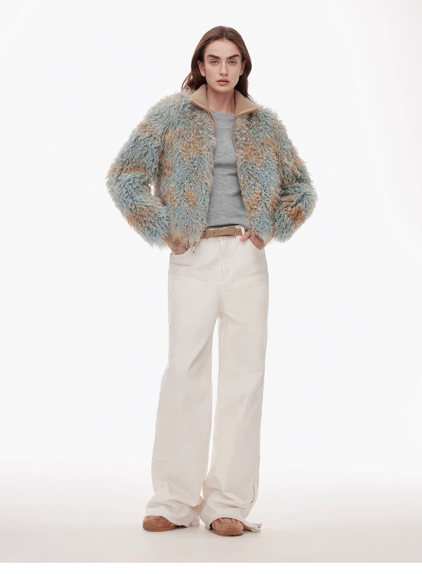 Vintage Wide-Leg Denim Pants with Curved Split Design and Enzyme Wash - Linia One