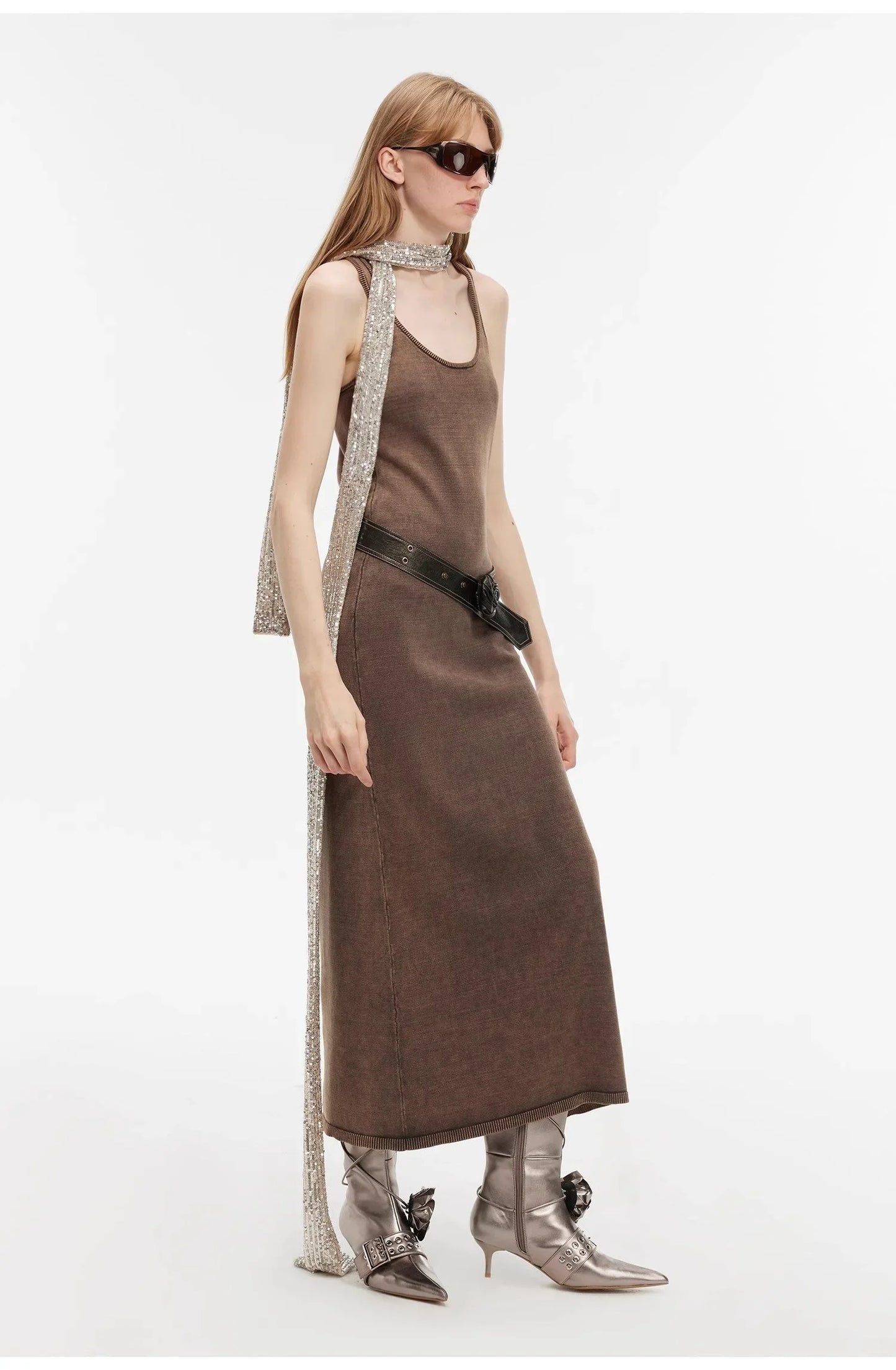 "Cool Girl Recipe" Luxury Brand Exclusive Ferment-Washed Distressed Vest Dress - Linia One
