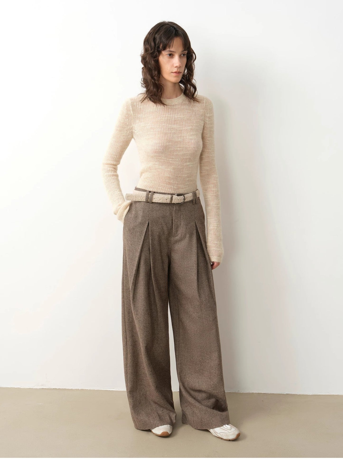 "City Stroll" Casual and Relaxed Wool-Blend Double-Pleated Straight Draped - Linia One