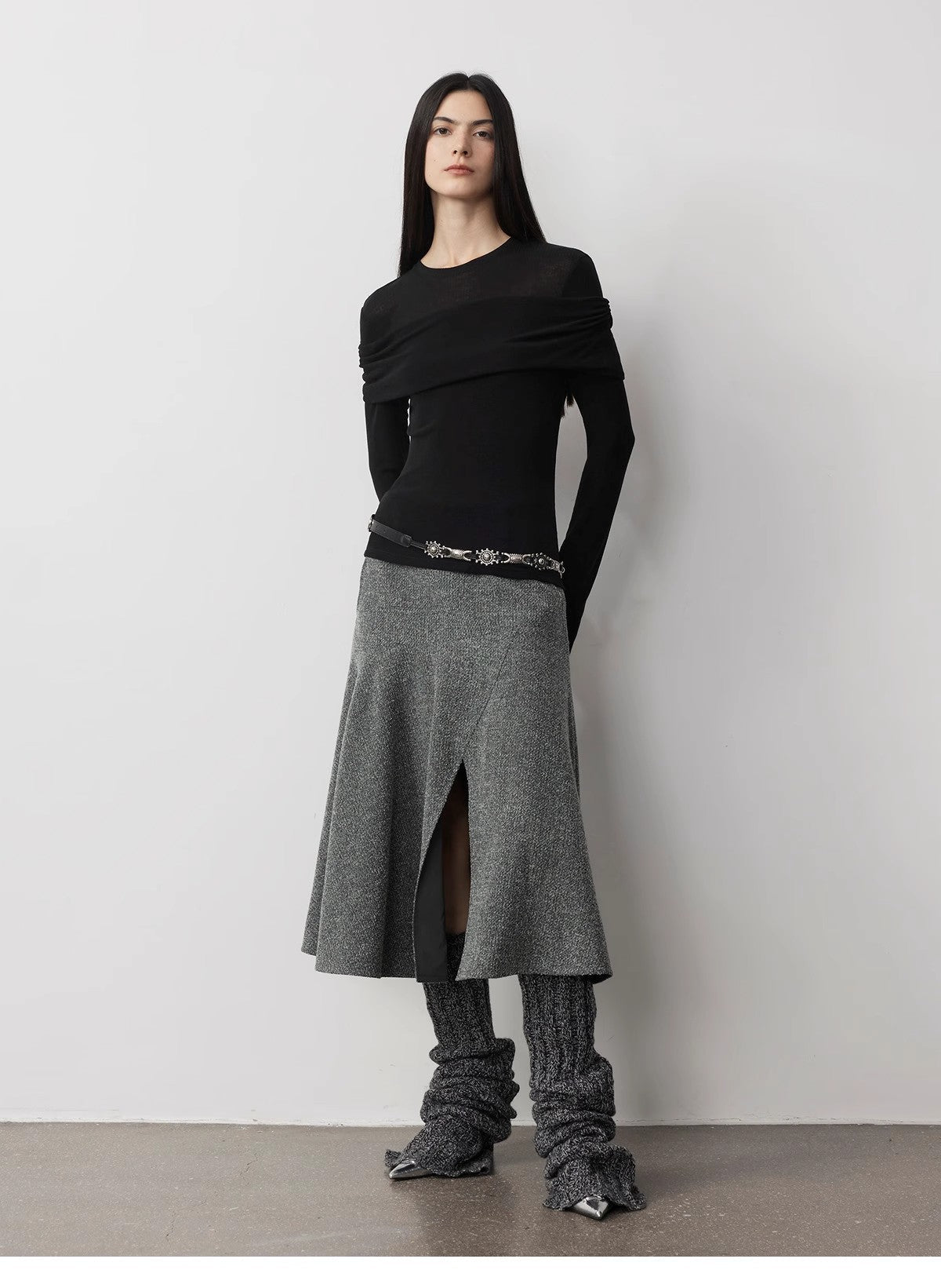 "Modern Tricks" Personalized Tencel Wool Layered One-Shoulder Knitted Top. - Linia One