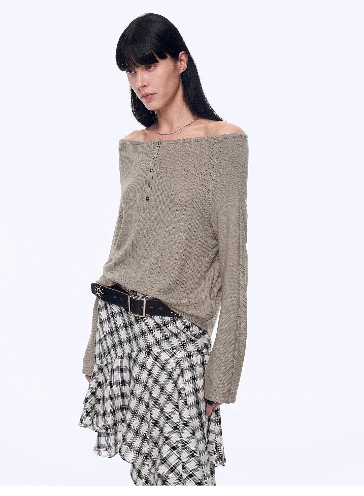 "Fashion Law" Casual One-Shoulder Raglan Sleeve T-Shirt Top - Linia One