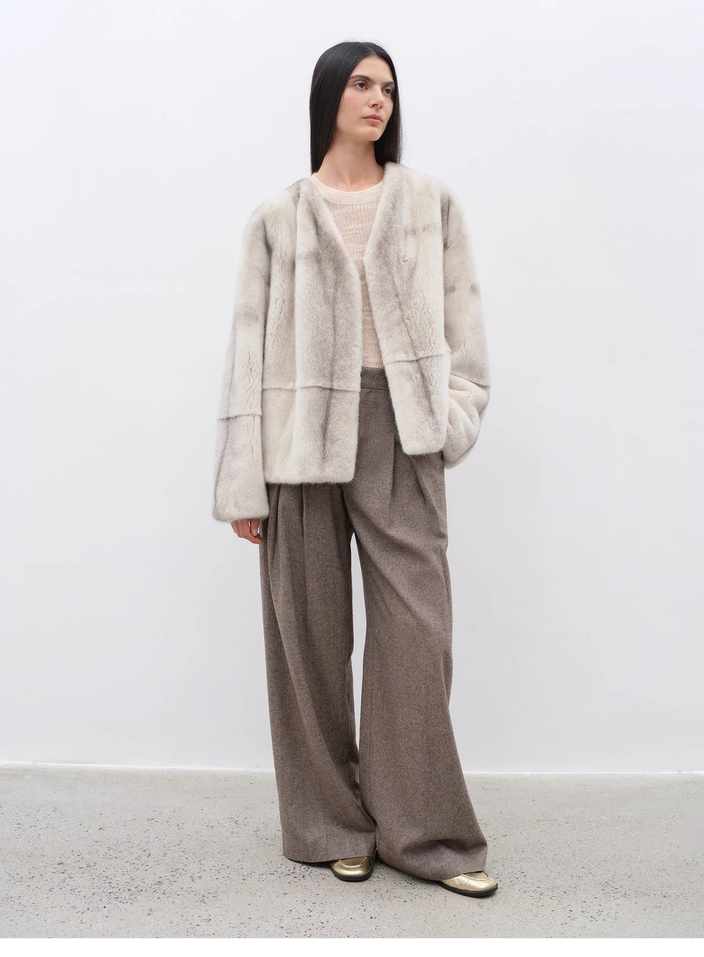 "City Stroll" Casual and Relaxed Wool-Blend Double-Pleated Straight Draped - Linia One