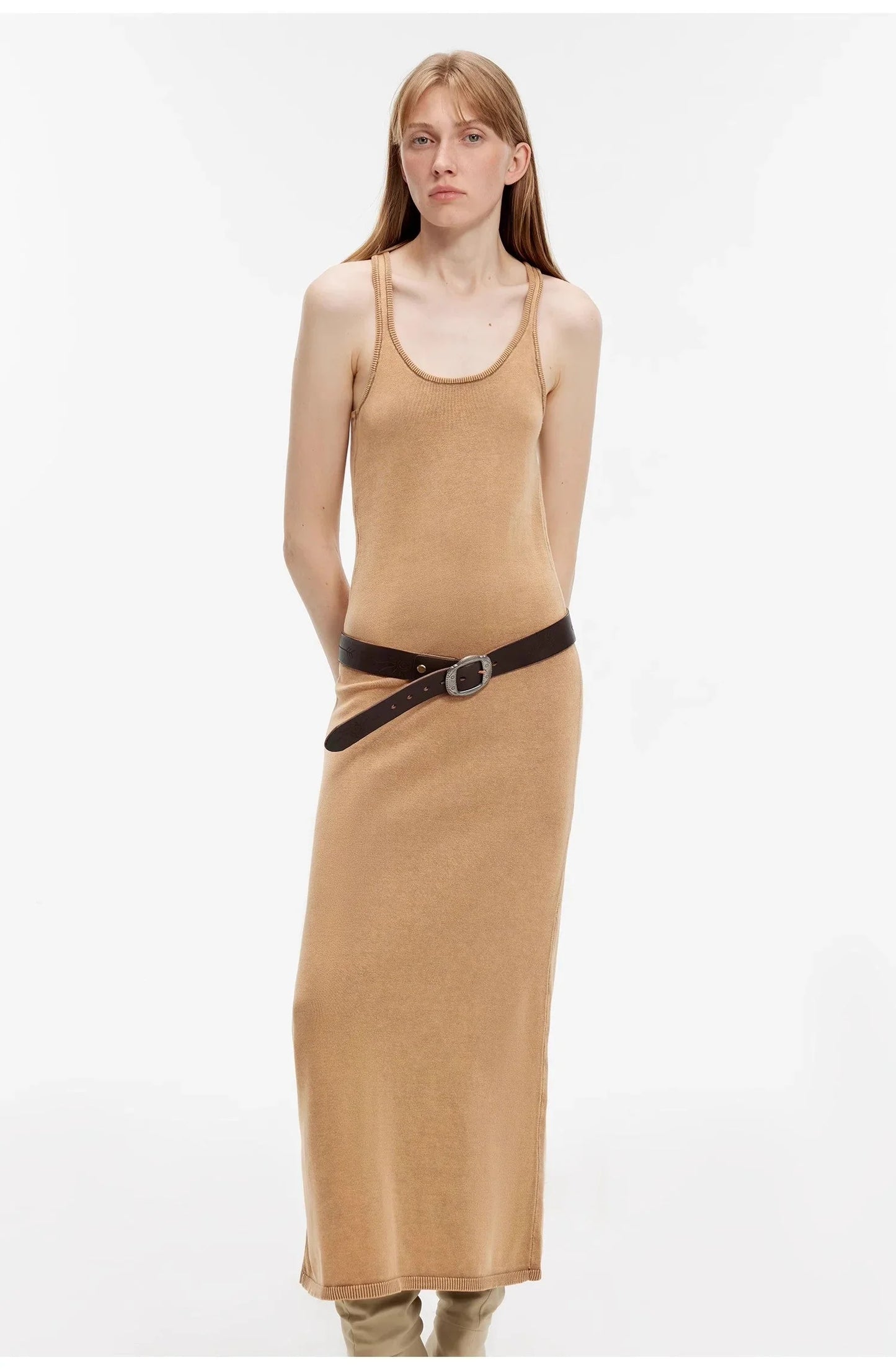 "Cool Girl Recipe" Luxury Brand Exclusive Ferment-Washed Distressed Vest Dress - Linia One