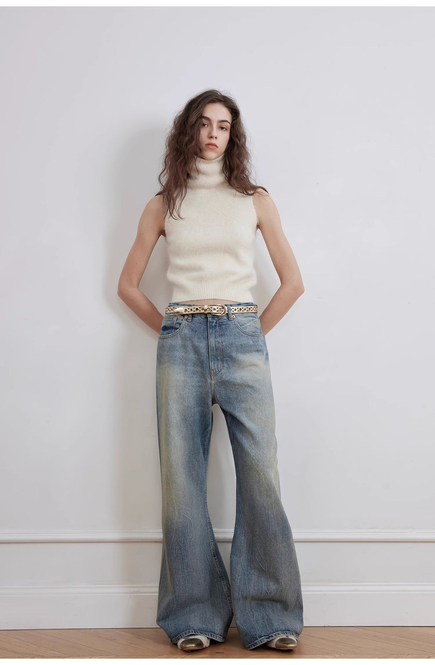 "Magic Dream" Retro Modern Washed Chicken Claw Wrinkled Jeans Women's - Linia One