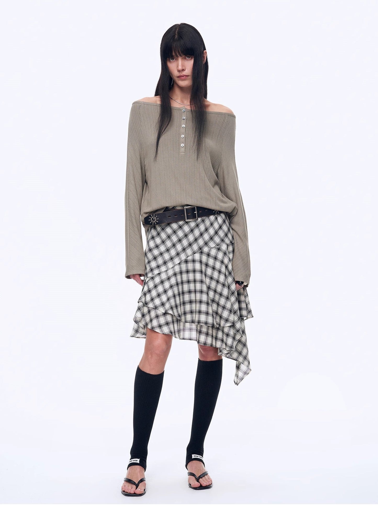 "Fashion Law" Casual One-Shoulder Raglan Sleeve T-Shirt Top - Linia One
