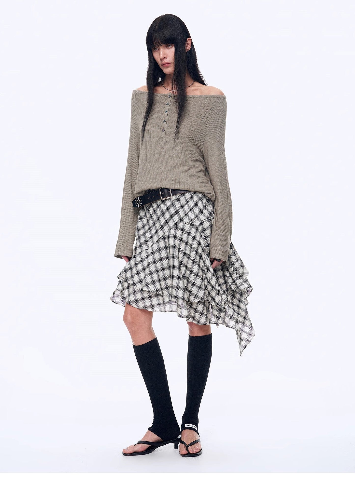 "Fashion Law" Casual One-Shoulder Raglan Sleeve T-Shirt Top - Linia One