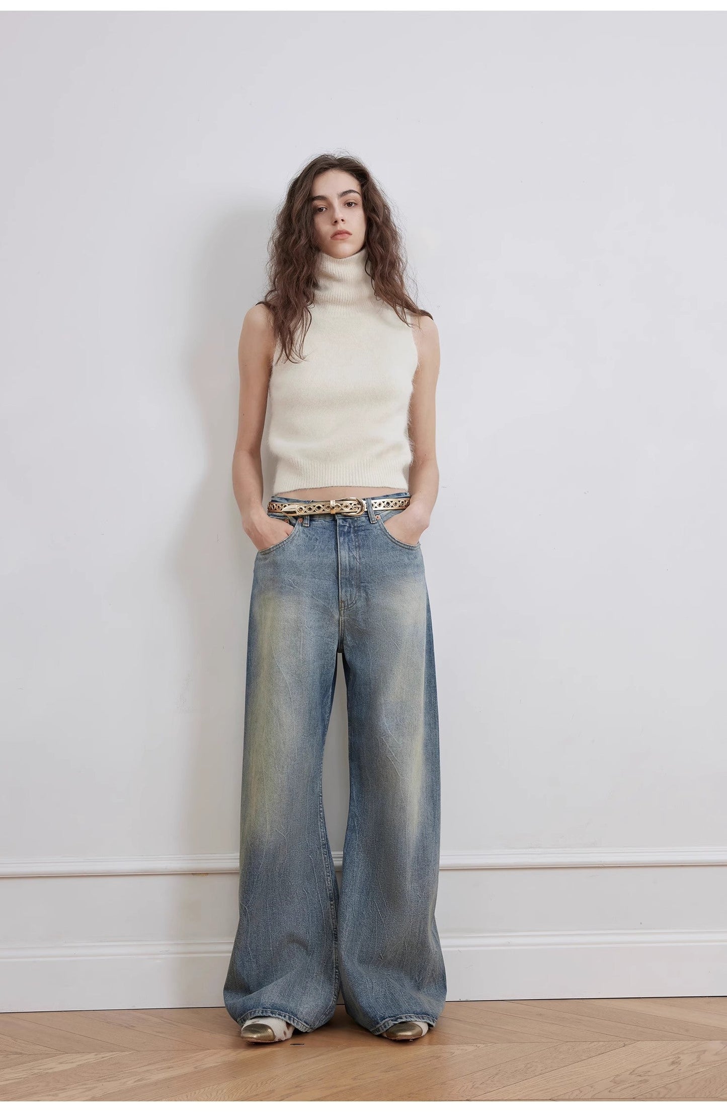 "Magic Dream" Retro Modern Washed Chicken Claw Wrinkled Jeans Women's - Linia One