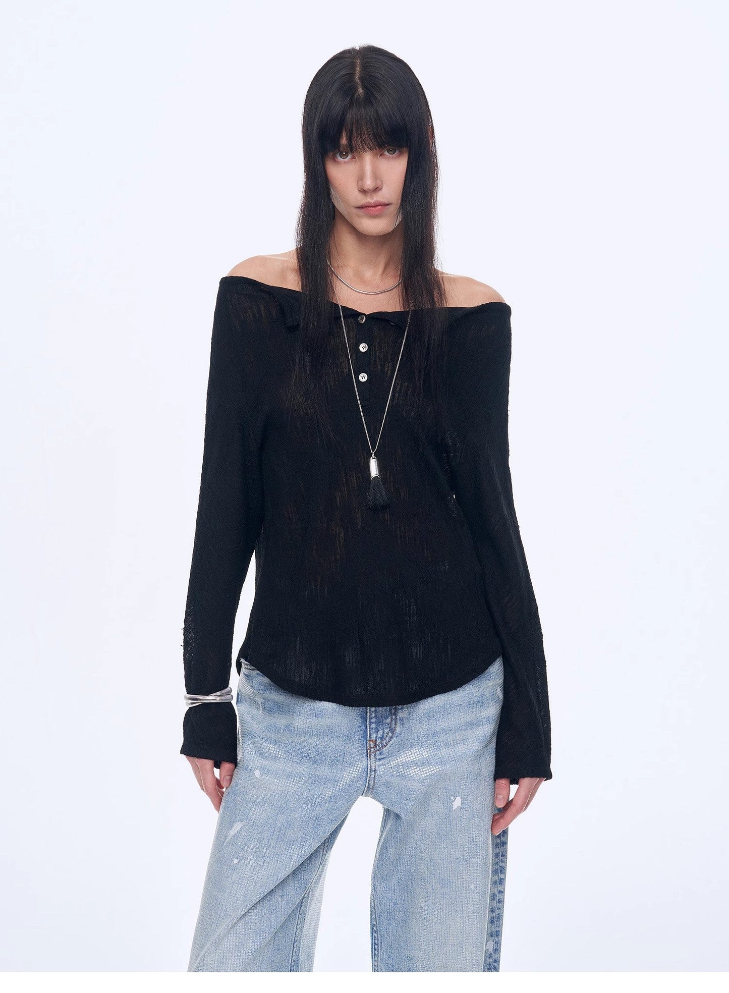 "Fashion Law" Casual One-Shoulder Raglan Sleeve T-Shirt Top - Linia One