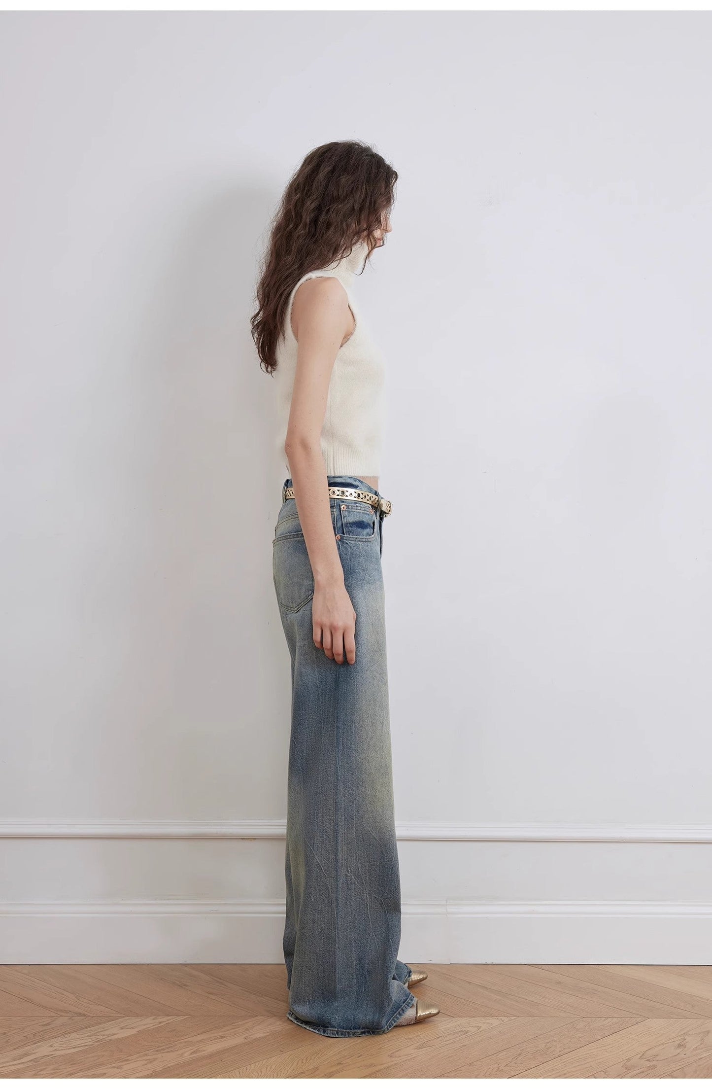 "Magic Dream" Retro Modern Washed Chicken Claw Wrinkled Jeans Women's - Linia One