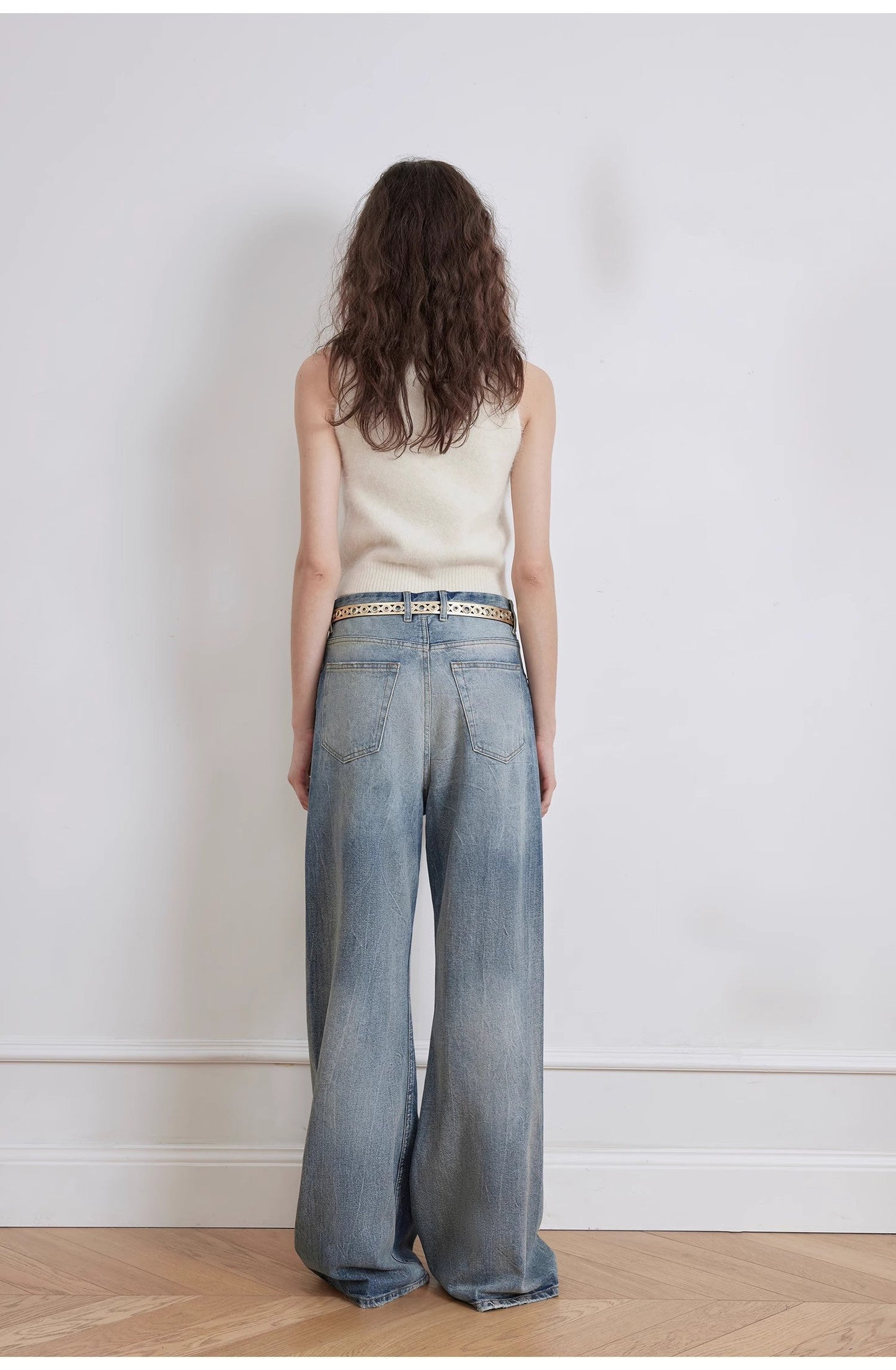 "Magic Dream" Retro Modern Washed Chicken Claw Wrinkled Jeans Women's - Linia One