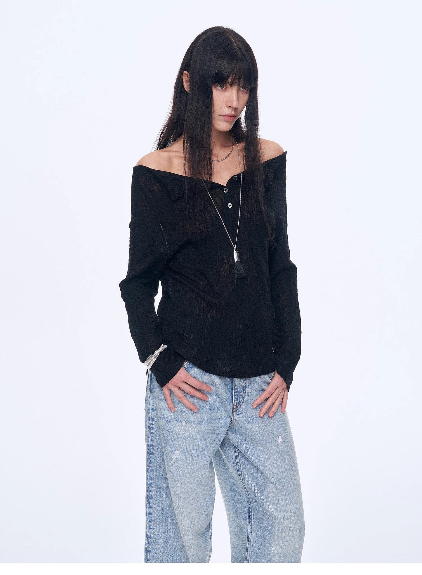 "Fashion Law" Casual One-Shoulder Raglan Sleeve T-Shirt Top - Linia One