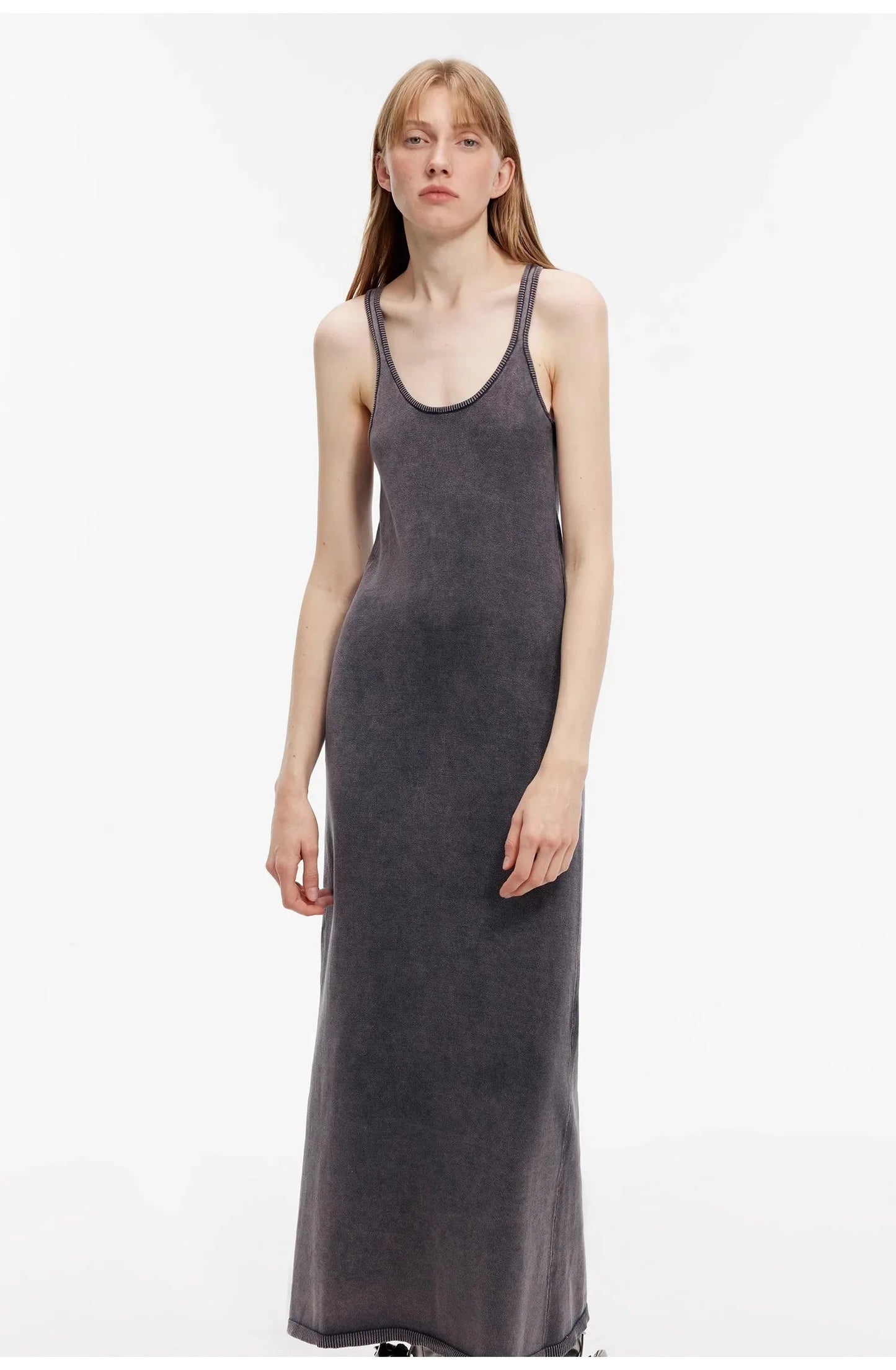 "Cool Girl Recipe" Luxury Brand Exclusive Ferment-Washed Distressed Vest Dress - Linia One