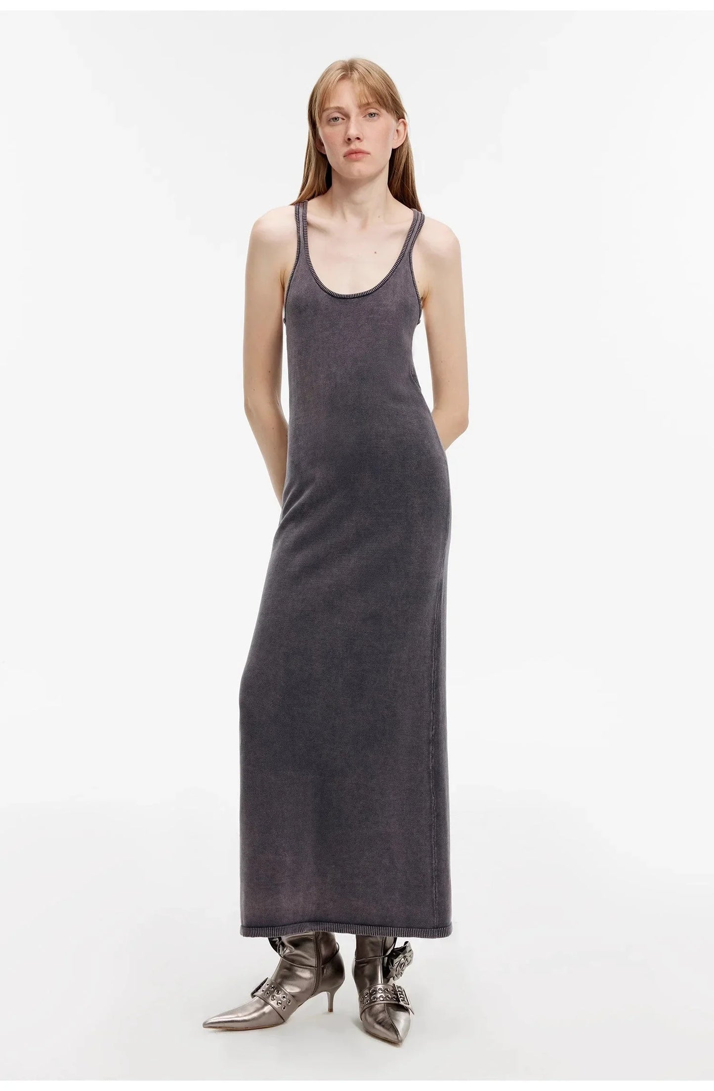 "Cool Girl Recipe" Luxury Brand Exclusive Ferment-Washed Distressed Vest Dress - Linia One