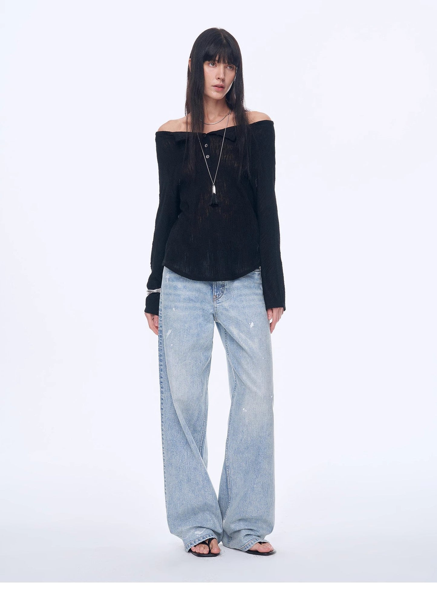"Fashion Law" Casual One-Shoulder Raglan Sleeve T-Shirt Top - Linia One