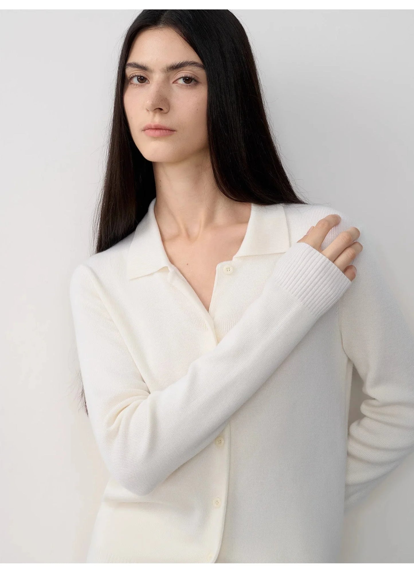 "Lazy Urban" Yangtze Merino Wool Polo-Neck Cardigan Straight-Leg Pants Suit - Linia One