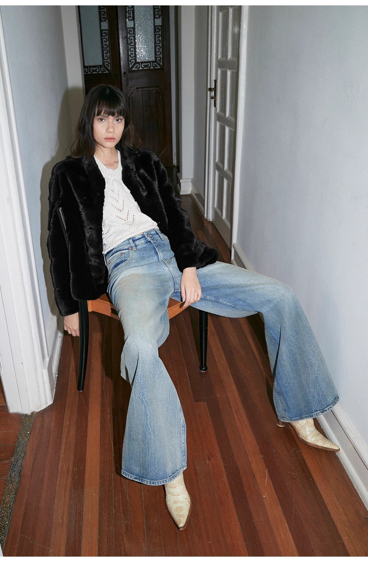 "Magic Dream" Retro Modern Washed Chicken Claw Wrinkled Jeans Women's - Linia One