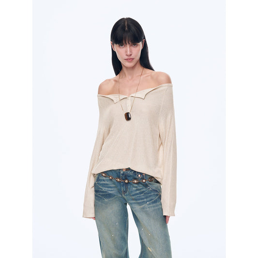 "Fashion Law" Casual One-Shoulder Raglan Sleeve T-Shirt Top - Linia One