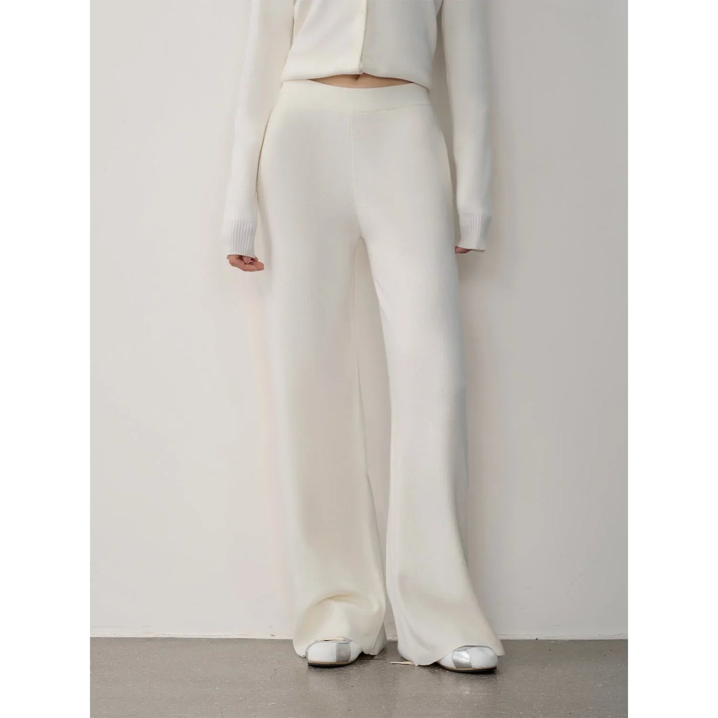 "Lazy Urban" Yangtze Merino Wool Polo-Neck Cardigan Straight-Leg Pants Suit - Linia One