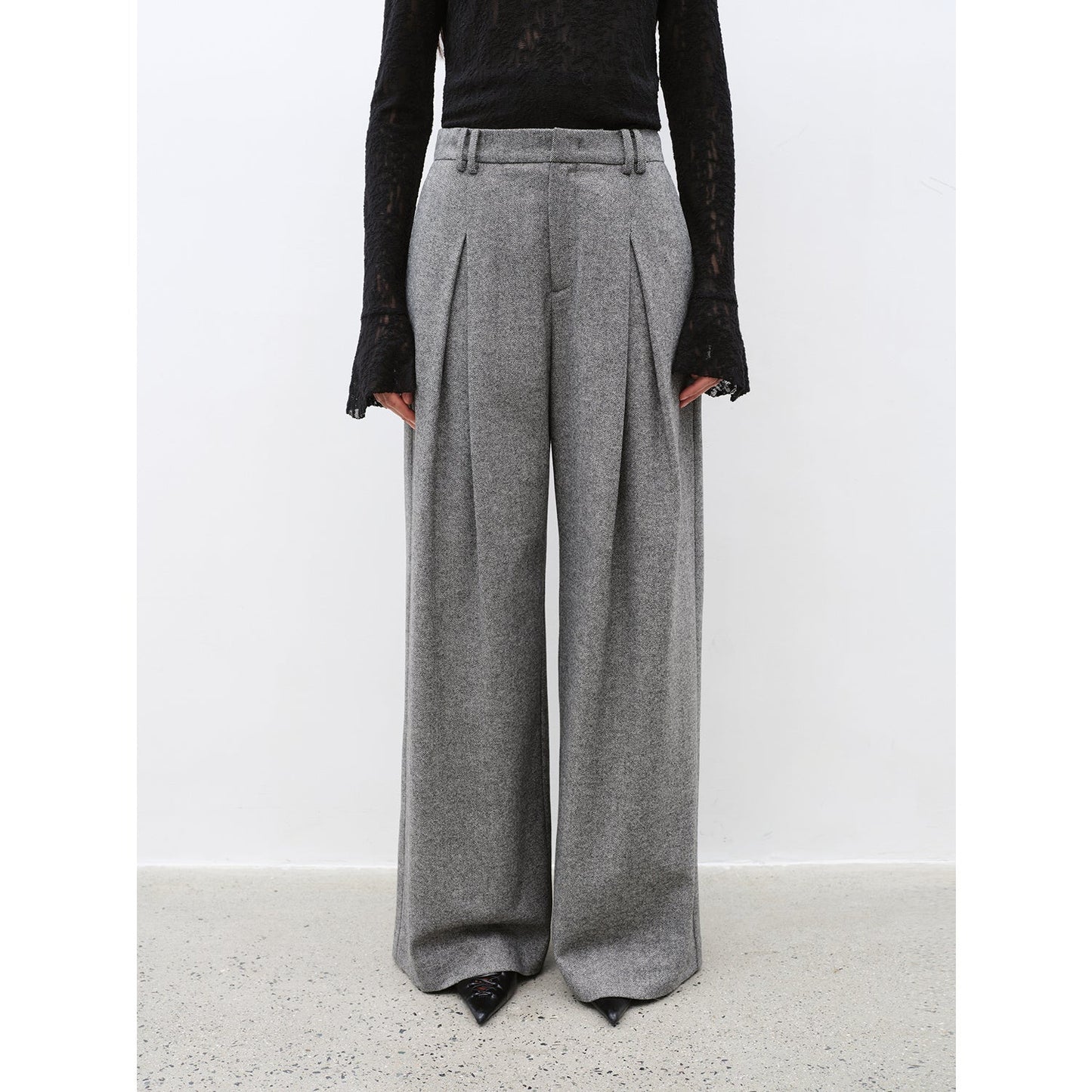 "City Stroll" Casual and Relaxed Wool-Blend Double-Pleated Straight Draped - Linia One
