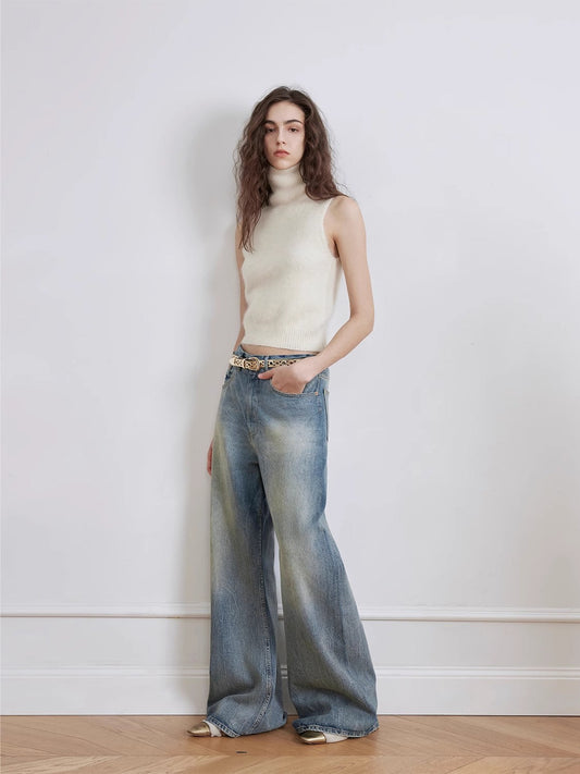 "Magic Dream" Retro Modern Washed Chicken Claw Wrinkled Jeans Women's - Linia One