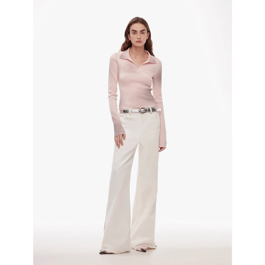 Vintage Wide-Leg Denim Pants with Curved Split Design and Enzyme Wash - Linia One