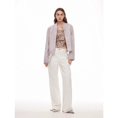 Vintage Wide-Leg Denim Pants with Curved Split Design and Enzyme Wash - Linia One