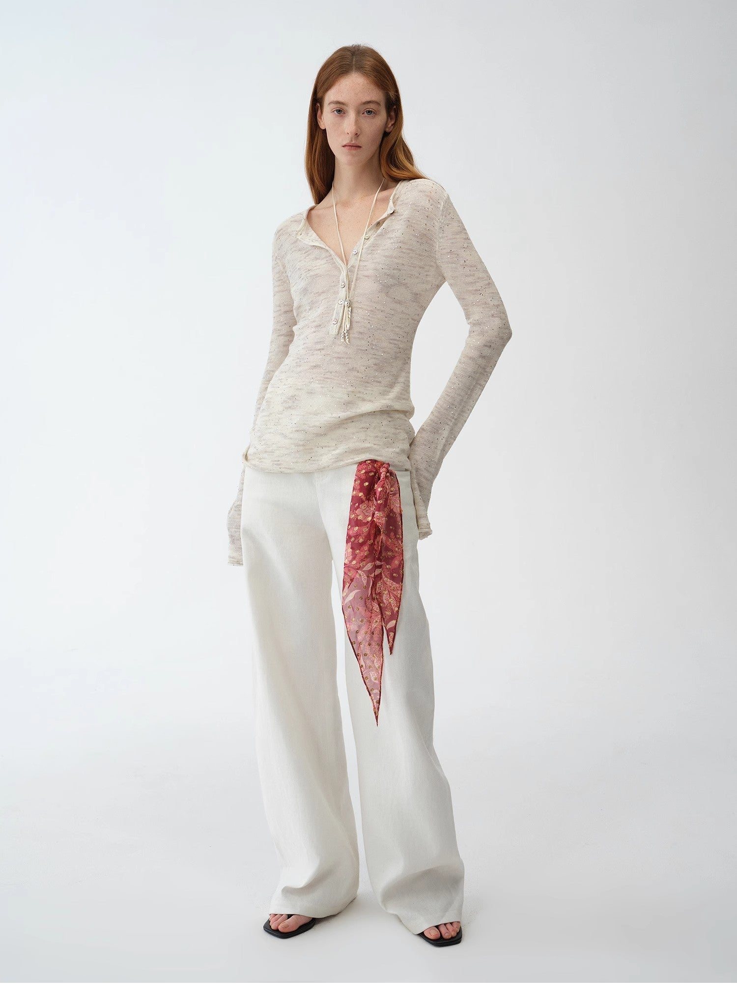"Perry Moonlight" Fashionable Cotton and Linen Cardigan Knitted Top - Linia One