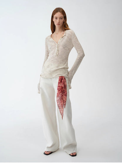 "Perry Moonlight" Fashionable Cotton and Linen Cardigan Knitted Top - Linia One