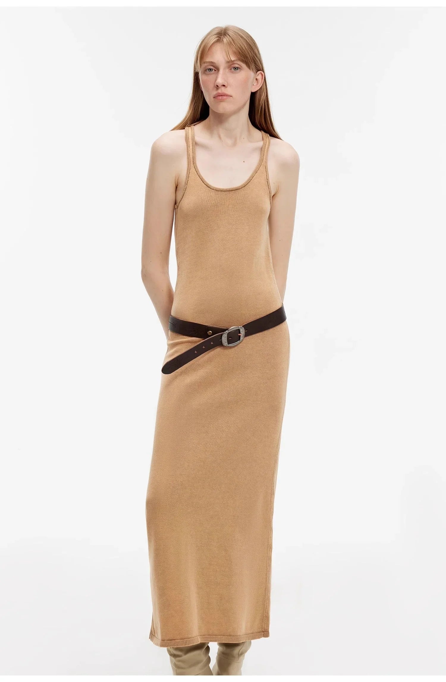 "Cool Girl Recipe" Luxury Brand Exclusive Ferment-Washed Distressed Vest Dress - Linia One