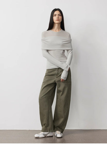 "Modern Tricks" Personalized Tencel Wool Layered One-Shoulder Knitted Top. - Linia One