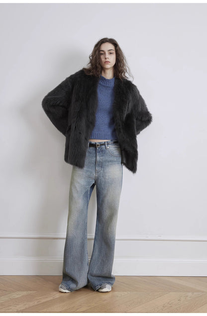 "Magic Dream" Retro Modern Washed Chicken Claw Wrinkled Jeans Women's - Linia One