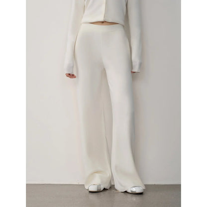 "Lazy Urban" Yangtze Merino Wool Polo-Neck Cardigan Straight-Leg Pants Suit - Linia One