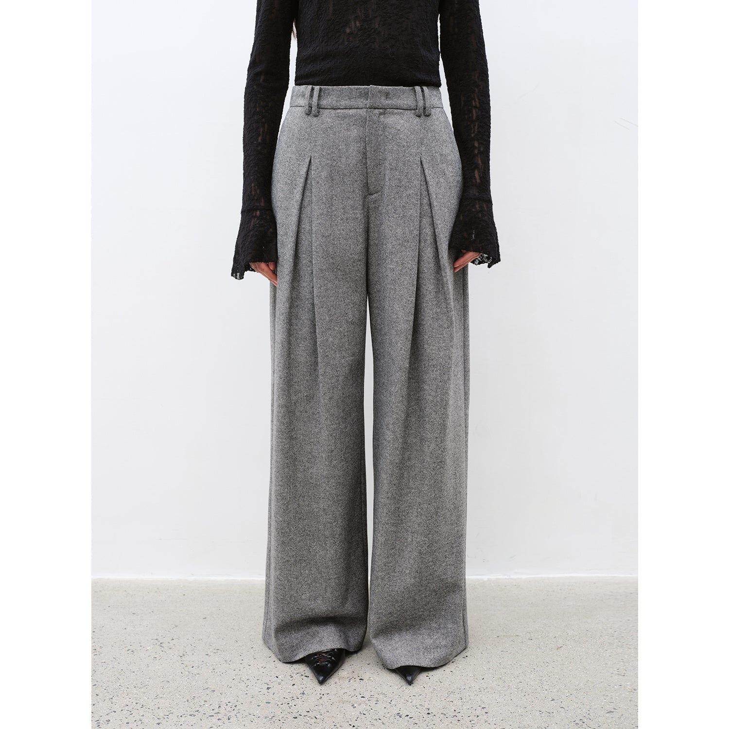 "City Stroll" Casual and Relaxed Wool-Blend Double-Pleated Straight Draped - Linia One