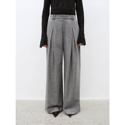 "City Stroll" Casual and Relaxed Wool-Blend Double-Pleated Straight Draped - Linia One