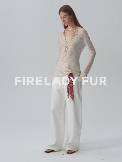 "Perry Moonlight" Fashionable Cotton and Linen Cardigan Knitted Top - Linia One